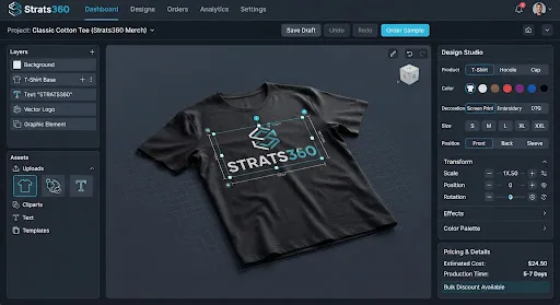 Printwear apparel designer with live t-shirt preview