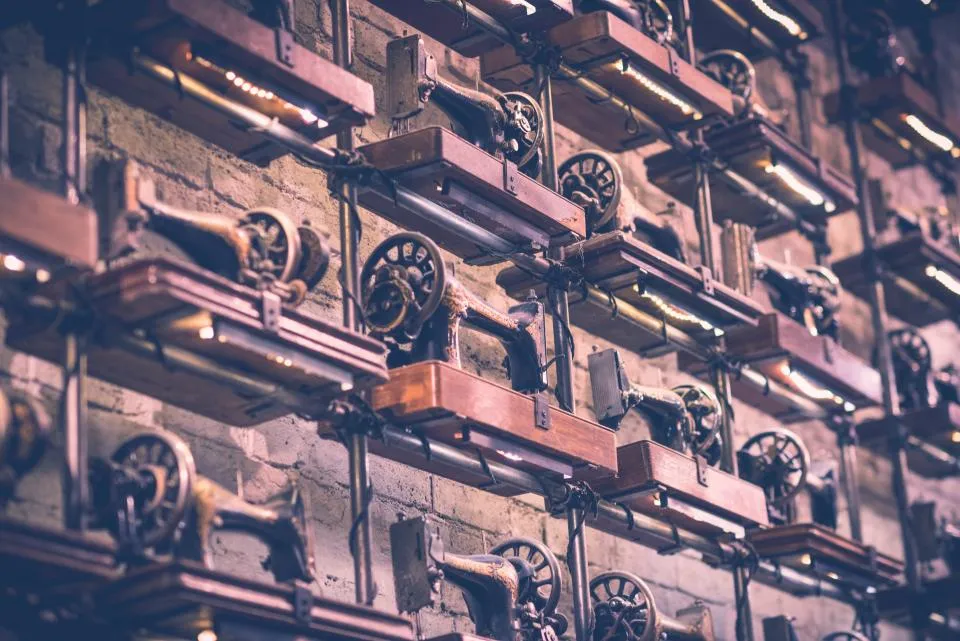 Rows of industrial machinery on a factory floor