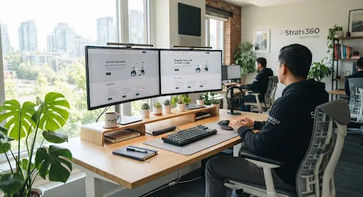Calm workspace representing Strats360 wellness benefits